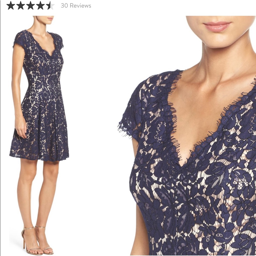 Eliza J Lace Fit & Flare Dress